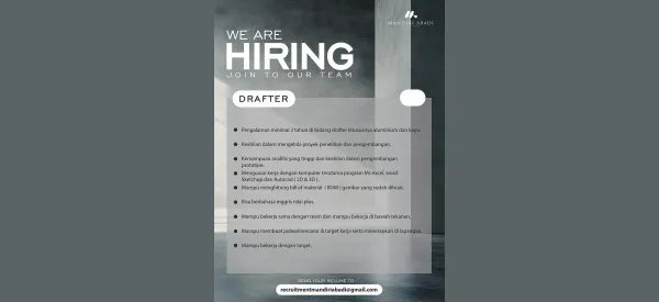 Lowongan Drafter di CV Mandiri Abadi, Kesempatan Buat yang Serius di Dunia Furniture